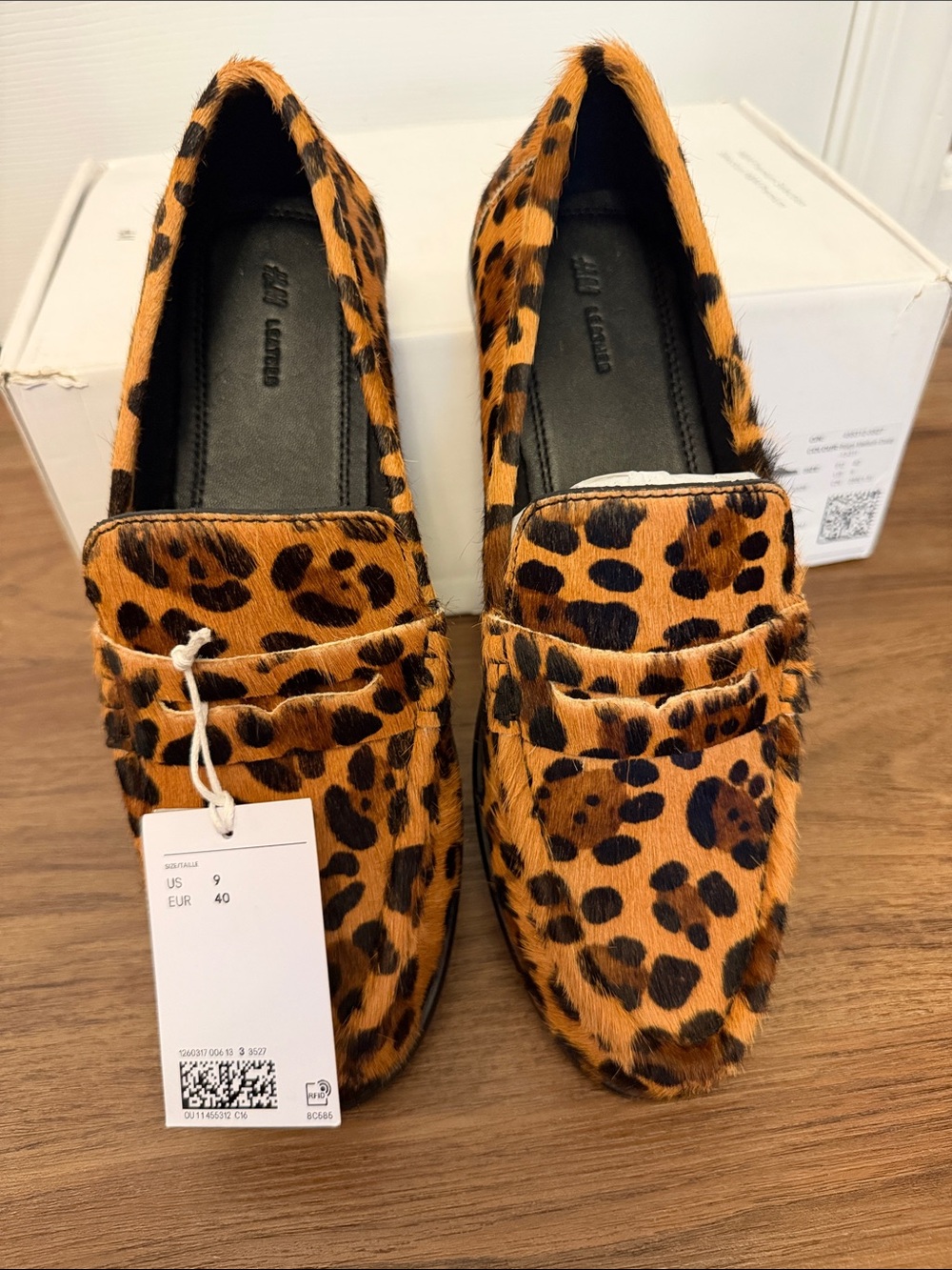 NWT  H&M Leopard-Print Penny Loafers - Tan & Black